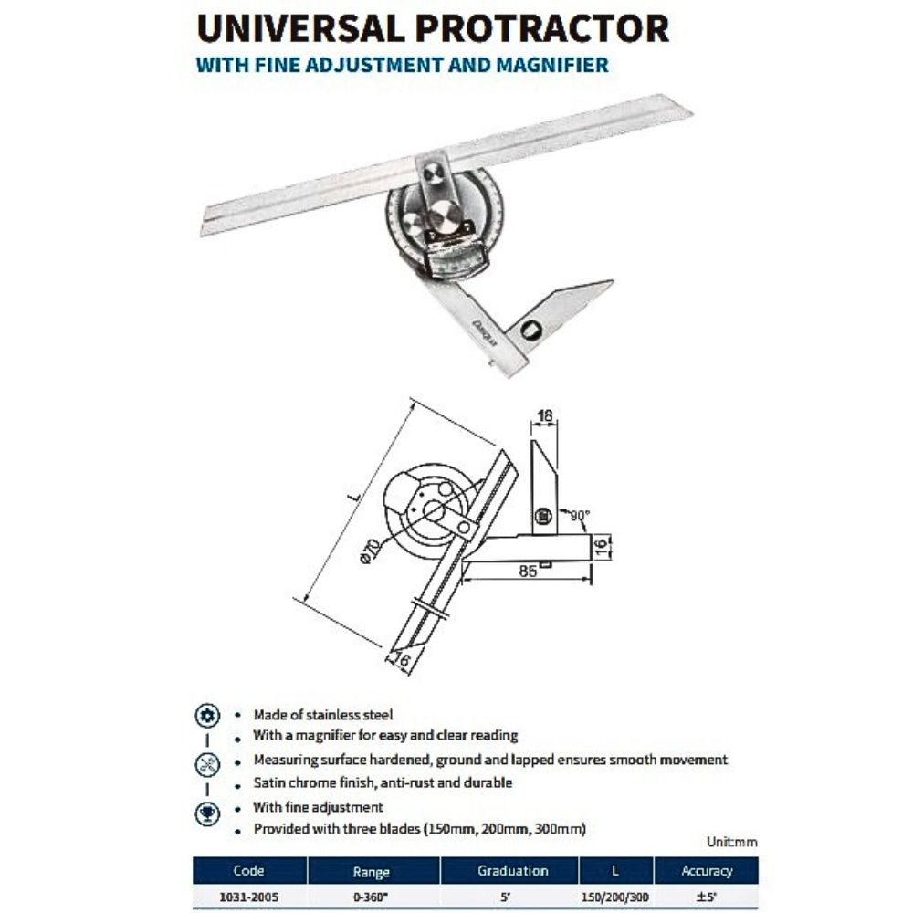 UNIVERSAL PROTRACTOR 0-360deg 1031-2005