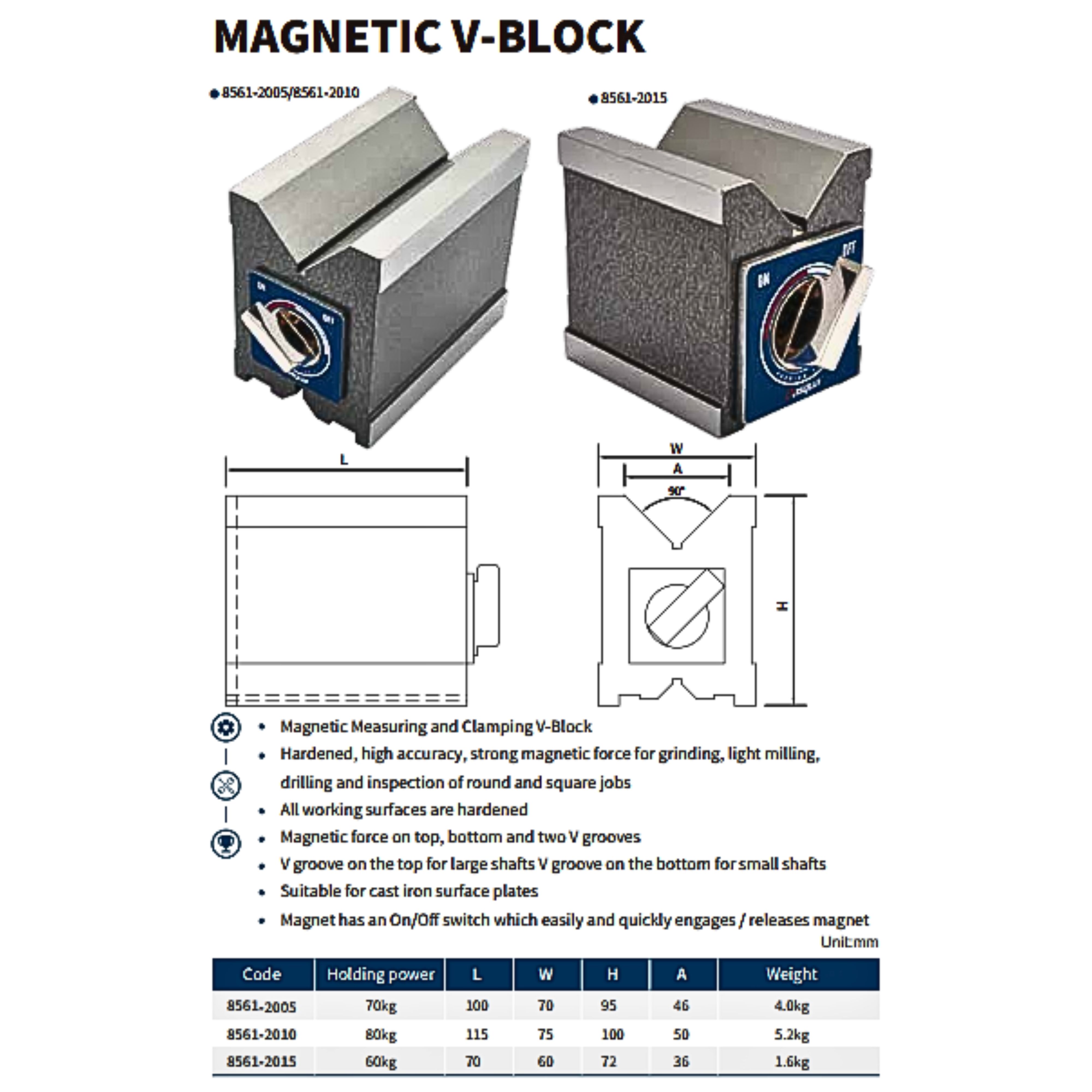 MAGNETIC V-BLOCK 60-80kg.