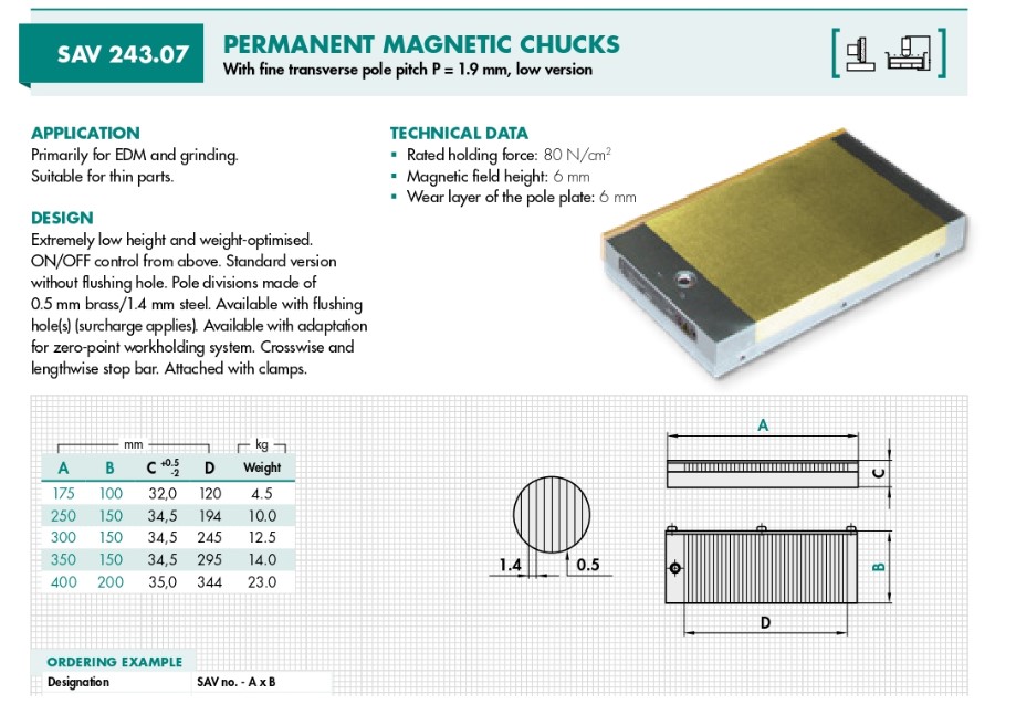 PERMANENT MAGNETIC CHUCK รุ่น SAV243.07