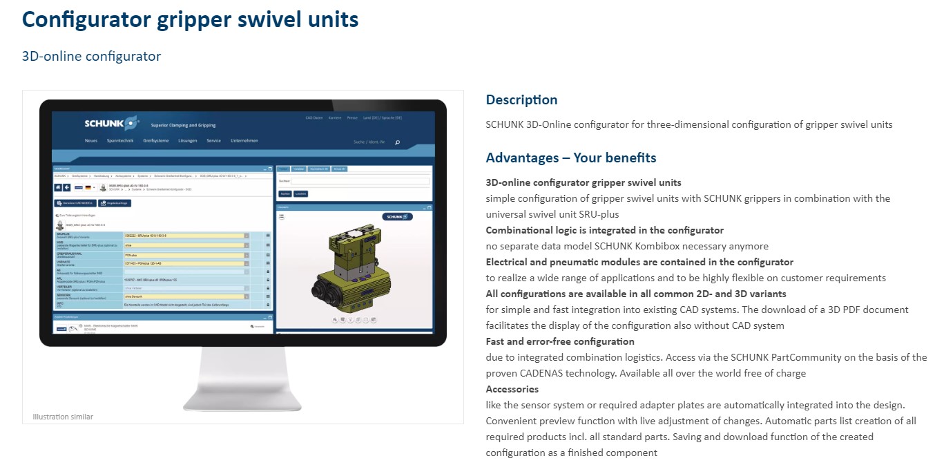 Configurator gripper swivel units